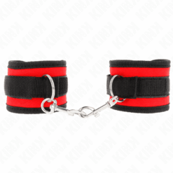 Comprar KINK - MUÑEQUERAS NYLON ROJO-NEGRO MODELO 2 AJUSTABLE 18-35 CM X 6 CM al mejor precio - Envíos Discretos
