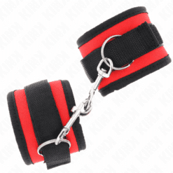 Comprar KINK - MUÑEQUERAS NYLON ROJO-NEGRO MODELO 2 AJUSTABLE 18-35 CM X 6 CM al mejor precio - Envíos Discretos