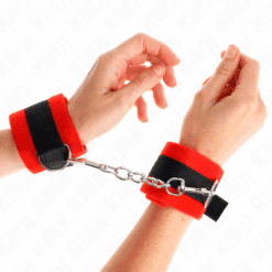 Comprar KINK - MUÑEQUERAS PARA PRINCIPIANTES NEGRO-ROJO 30 X 7 CM al mejor precio - Envíos Discretos