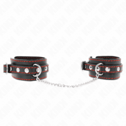 Comprar KINK - MUÑEQUERAS PEQUEÑA NEGRO CON DETALLES EN ROJO AJUSTABLE 14-24 CM X 3.5 CM al mejor precio - Envíos Discretos