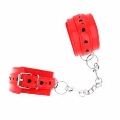 Comprar KINK - MUÑEQUERAS ROJO CON INCRUSTACIÓN DE CORAZÓN NEGRO AJUSTABLE 21-28 CM X 5.5 CM al mejor precio - Envíos Discretos