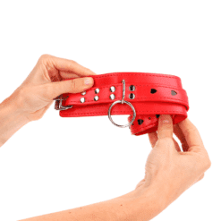 Comprar KINK - MUÑEQUERAS ROJO CON INCRUSTACIÓN DE CORAZÓN NEGRO AJUSTABLE 21-28 CM X 5.5 CM al mejor precio - Envíos Discretos