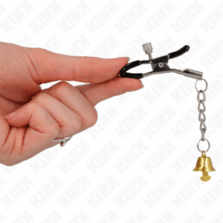 Comprar KINK - PINZAS PARA PEZONES CON COLGANTE DE CAMPANA DORADO 6 CM al mejor precio - Envíos Discretos