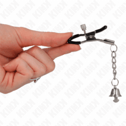Comprar KINK - PINZAS PARA PEZONES CON COLGANTE DE CAMPANA PLATEADO 6 CM al mejor precio - Envíos Discretos