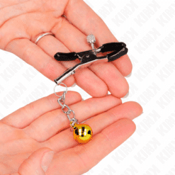Comprar KINK - PINZAS PARA PEZONES CON COLGANTE DE CASCABEL DORADO 6 CM al mejor precio - Envíos Discretos