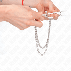 Comprar KINK - PINZAS PARA PEZONES CON DOBLE CADENA FINA PLATEADO 20/23 CM al mejor precio - Envíos Discretos
