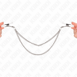 Comprar KINK - PINZAS PARA PEZONES CON DOBLE CADENA FINA PLATEADO 20/23 CM al mejor precio - Envíos Discretos