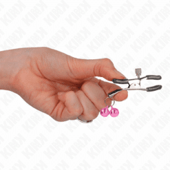 Comprar KINK - PINZAS PARA PEZONES CON DOBLE CAMPANILLA ROSA 6 CM al mejor precio - Envíos Discretos