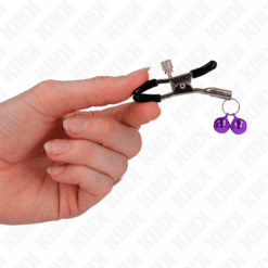 Comprar KINK - PINZAS PARA PEZONES CON DOBLE CAMPANILLA VIOLETA 6 CM al mejor precio - Envíos Discretos