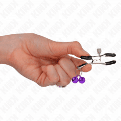Comprar KINK - PINZAS PARA PEZONES CON DOBLE CAMPANILLA VIOLETA 6 CM al mejor precio - Envíos Discretos