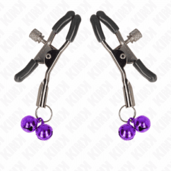 Comprar KINK - PINZAS PARA PEZONES CON DOBLE CAMPANILLA VIOLETA 6 CM al mejor precio - Envíos Discretos