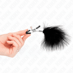 Comprar KINK - PINZAS PARA PEZONES CON PLUMA NEGRO 7 CM al mejor precio - Envíos Discretos