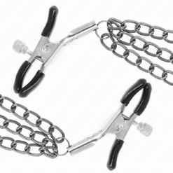Comprar KINK - PINZAS PARA PEZONES CON TRIPLE CADENA NEGRO 20/23/28 CM al mejor precio - Envíos Discretos