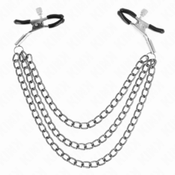 Comprar KINK - PINZAS PARA PEZONES CON TRIPLE CADENA NEGRO 20/23/28 CM al mejor precio - Envíos Discretos
