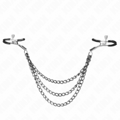 Comprar KINK - PINZAS PARA PEZONES CON TRIPLE CADENA NEGRO 20/23/28 CM al mejor precio - Envíos Discretos