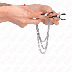 Comprar KINK - PINZAS PARA PEZONES CON TRIPLE CADENA PLATEADO 20/23/28 CM al mejor precio - Envíos Discretos
