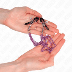 Comprar KINK - PINZAS PARA PEZONES CON TRIPLE CADENA VIOLETA 20/23/28 CM al mejor precio - Envíos Discretos