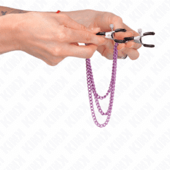 Comprar KINK - PINZAS PARA PEZONES CON TRIPLE CADENA VIOLETA 20/23/28 CM al mejor precio - Envíos Discretos