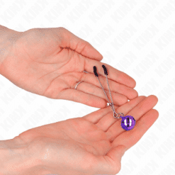 Comprar KINK - PINZAS PARA PEZONES FINA CON CASCABEL VIOLETA 7 CM al mejor precio - Envíos Discretos