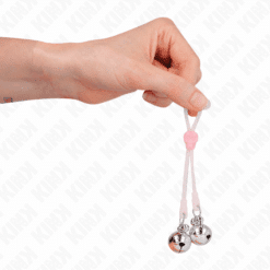 Comprar KINK - PINZAS PARA PEZONES LUMINOSAS FORMA CALABERA CON CASCABEL SONORO AJUSTABLE ROSA / PLATEADO al mejor precio - Envíos Discretos