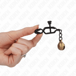 Comprar KINK - PINZAS PARA PEZONES PLANAS NEGRO CON CASCABEL 7 CM al mejor precio - Envíos Discretos