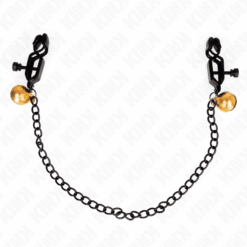 Comprar KINK - PINZAS PARA PEZONES PLANAS NEGRO CON CASCABEL Y CADENA PLATEADO 30 CM al mejor precio - Envíos Discretos