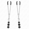 Comprar KINK - PINZAS PARA PEZONES PLATEADA FINA CON TRIPLE BOLA DE VIDRIO NEGRO 7 CM al mejor precio - Envíos Discretos