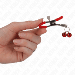 Comprar KINK - PINZAS PARA PEZONES ROJAS CON DOBLE CAMPANILLA ROJO 6 CM al mejor precio - Envíos Discretos