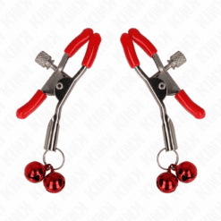 Comprar KINK - PINZAS PARA PEZONES ROJAS CON DOBLE CAMPANILLA ROJO 6 CM al mejor precio - Envíos Discretos