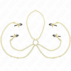 Comprar KINK - PINZAS PARA PEZONES Y CLÍTORIS 4 ENGANCHES AJUSTABLE DORADO al mejor precio - Envíos Discretos
