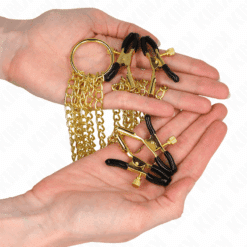 Comprar KINK - PINZAS PARA PEZONES Y CLÍTORIS 4 ENGANCHES AJUSTABLE DORADO al mejor precio - Envíos Discretos