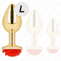 Comprar KINK - PLUG ANAL DORADO ROSA ROJA TALLA L al mejor precio - Envíos Discretos