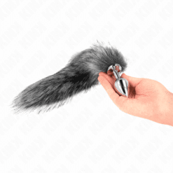 Comprar KINK - PLUG ANAL TALLA M 8 X 3.5 CM CON COLA SINTÉTICA 40 CM PLATEADO al mejor precio - Envíos Discretos