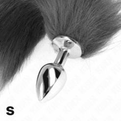 Comprar KINK - PLUG ANAL TALLA S 7 X 3 CM CON COLA SINTÉTICA 40 CM PLATEADO Y BLANCO al mejor precio - Envíos Discretos