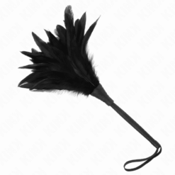 Comprar KINK - PLUMAS DE POLLO PARA COSQUILLAS CON FORMA CUERNO DE CRIADA NEGRO 36 CM al mejor precio - Envíos Discretos