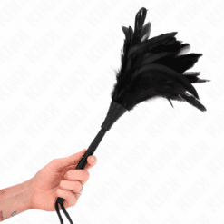 Comprar KINK - PLUMAS DE POLLO PARA COSQUILLAS CON FORMA CUERNO DE CRIADA NEGRO 36 CM al mejor precio - Envíos Discretos