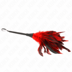 Comprar KINK - PLUMAS DE POLLO PARA COSQUILLAS CON FORMA CUERNO DE CRIADA ROJO 36 CM al mejor precio - Envíos Discretos