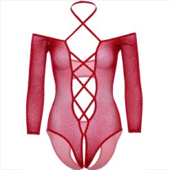 Comprar LEG AVENUE - BODY CROTCHLESS CON BRILLO ROJO al mejor precio - Envíos Discretos