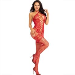 Comprar LEG AVENUE - BODYSTOCKING CUELLO HALTER RED CORAZONES ROJO al mejor precio - Envíos Discretos