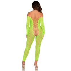 Comprar LEG AVENUE - BODYSTOCKING SIN ENTREPIERNA DE ENCAJE DE SERPIENTE EXÓTICA VERDE NEÓN al mejor precio - Envíos Discretos