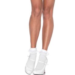 Comprar LEG AVENUE - CALCETINES CON VOLANTE ENCAJE BLANCO al mejor precio - Envíos Discretos