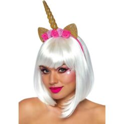 Comprar LEG AVENUE - DIADEMA DE UNICORNIO CON FLORES DORADO al mejor precio - Envíos Discretos
