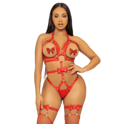 Comprar LEG AVENUE - KINK TEDDY ARNÉS CON TACHUELAS TALLA M - ROJO al mejor precio - Envíos Discretos