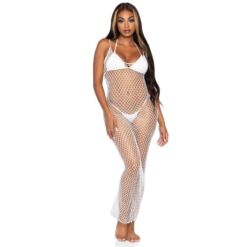 Comprar LEG AVENUE - MAXI VESTIDO DE RED TRENZADA CON ESPALDA DESCUBIERTA BLANCO al mejor precio - Envíos Discretos