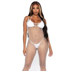 Comprar LEG AVENUE - MAXI VESTIDO DE RED TRENZADA CON ESPALDA DESCUBIERTA BLANCO al mejor precio - Envíos Discretos