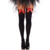 Comprar LEG AVENUE - MEDIAS ALTAS NEGRAS CON LACITO ROJO TALLA ÚNICA al mejor precio - Envíos Discretos