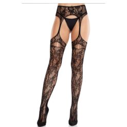 Comprar LEG AVENUE - MEDIAS DE ENCAJE CON LIGAS NEGRO al mejor precio - Envíos Discretos