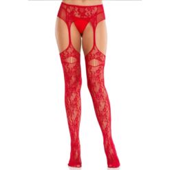Comprar LEG AVENUE - MEDIAS DE ENCAJE CON LIGAS ROJO al mejor precio - Envíos Discretos