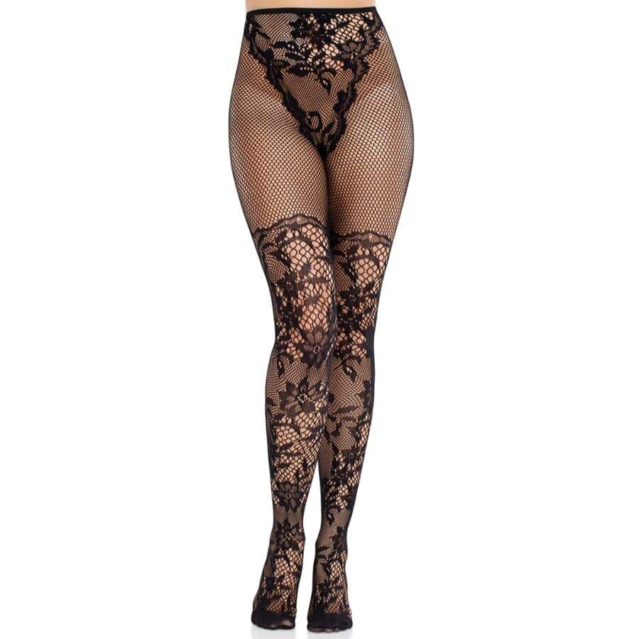 LEG AVENUE - MEDIAS DE ENCAJE DAHLIA CON DETALLE DE RED NEGRO - piKanteo | Despierta tu lado más piKante Comprar LEG AVENUE - MEDIAS DE ENCAJE DAHLIA CON DETALLE DE RED NEGRO al mejor precio - Envíos Discretos