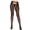 Comprar LEG AVENUE - MEDIAS DE ENCAJE DE ROSAS CON PARTE TRASERA ABIERTA NEGRO al mejor precio - Envíos Discretos